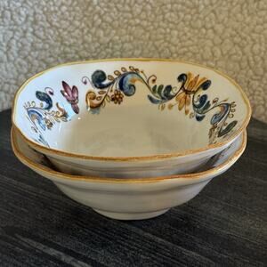 Set Of 2 Sur La Table Rustica Ruffle Bowl 7.5” Square Made In Italy